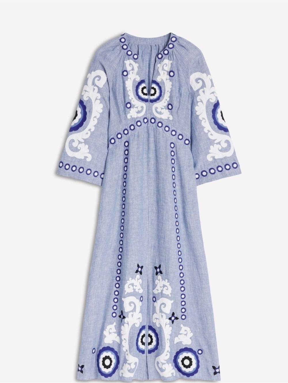 Boden Light Blue Embroidered Maxi Dress - Picture 2 of 10